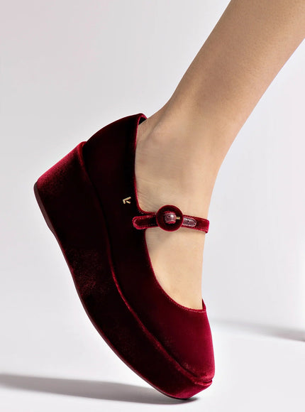 Larroude Blair Flatform In Wine Velvet