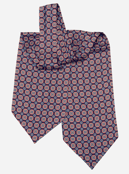 Elizabetta Barberini - Silk Ascot Cravat Tie - Blue and Navy