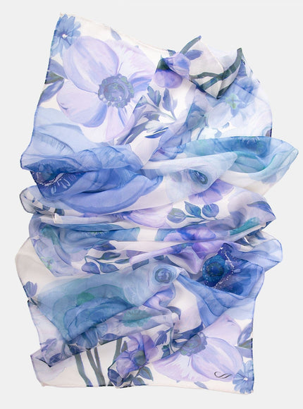 Elizabetta Campo de' Fiori Long Sheer Silk Scarf - Blue