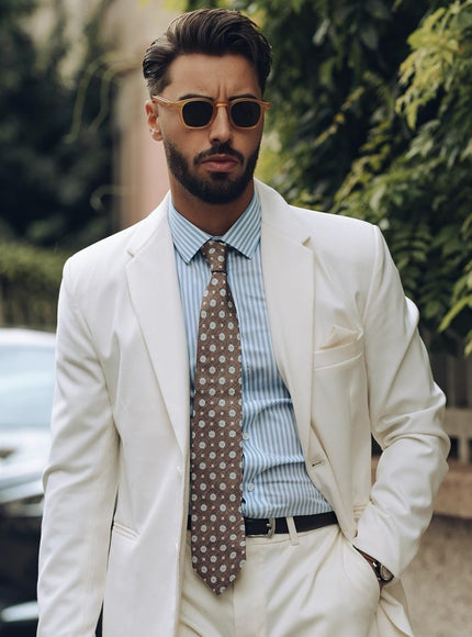 Elizabetta Antinori Printed Silk Tie - Brown