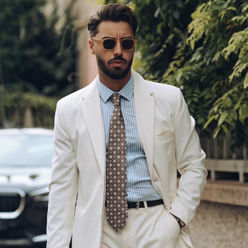 Elizabetta Antinori Printed Silk Tie - Brown