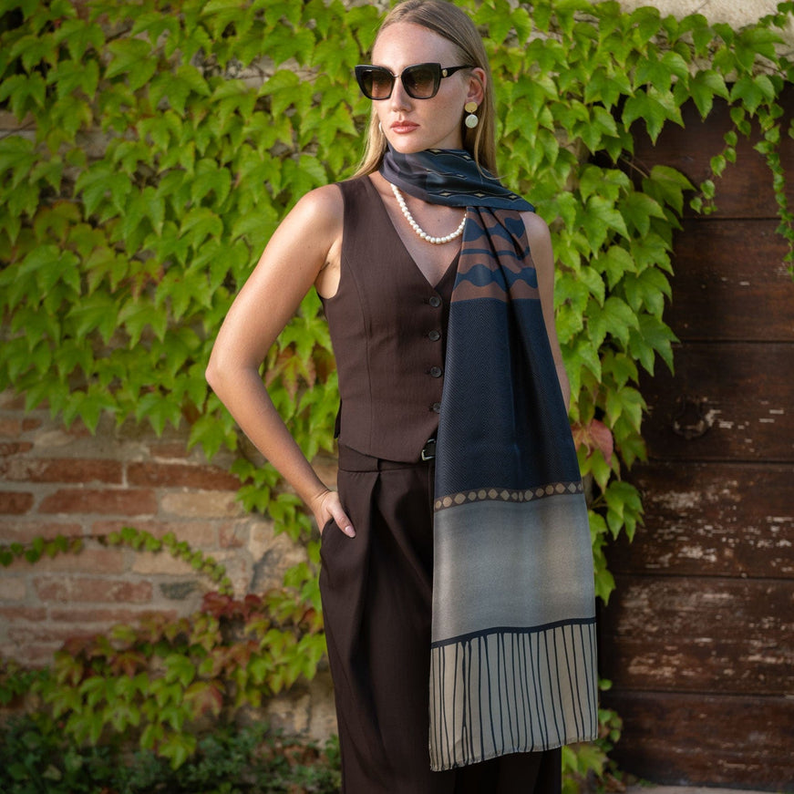 Elizabetta Atri Large Silk Scarf in Plum