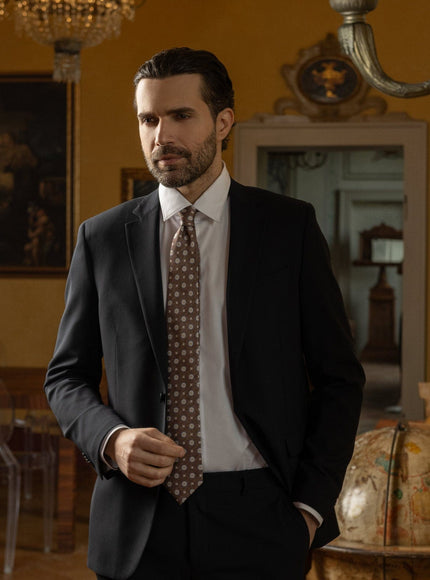 Elizabetta Antinori Printed Silk Tie - Brown