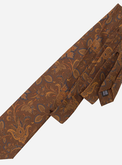 Elizabetta Borromeo Printed Madder Silk Tie - Pecan Brown