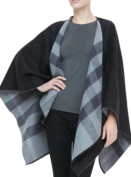 Burberry Charlotte Wool Reversible Poncho Cape