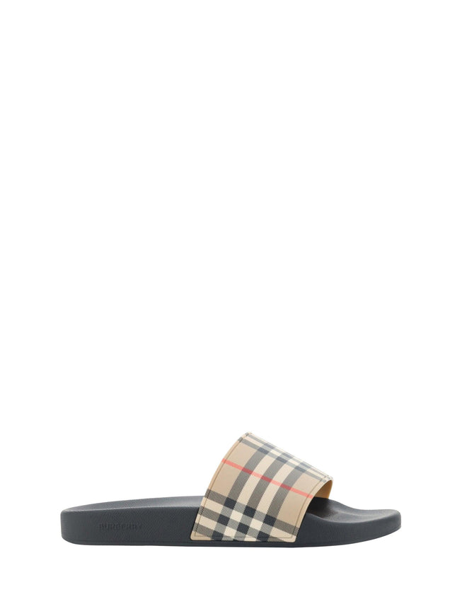 Burberry Beige Check Slides - Ellie Belle