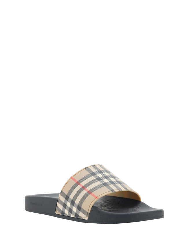 Burberry Beige Check Slides - Ellie Belle