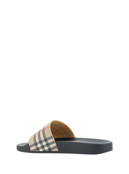 Burberry Beige Check Slides - Ellie Belle