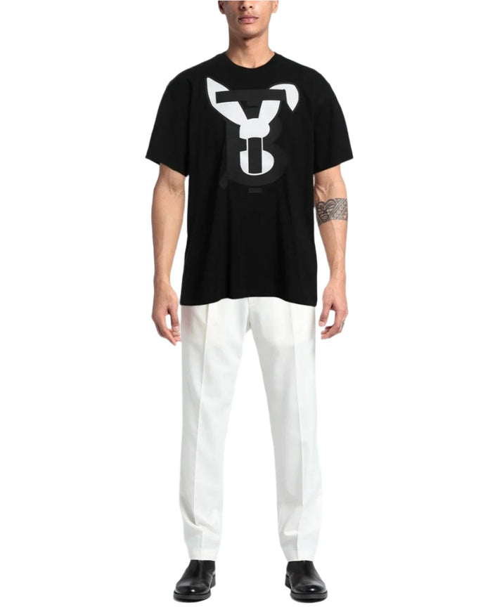 Burberry Black Contrast Print T-Shirt