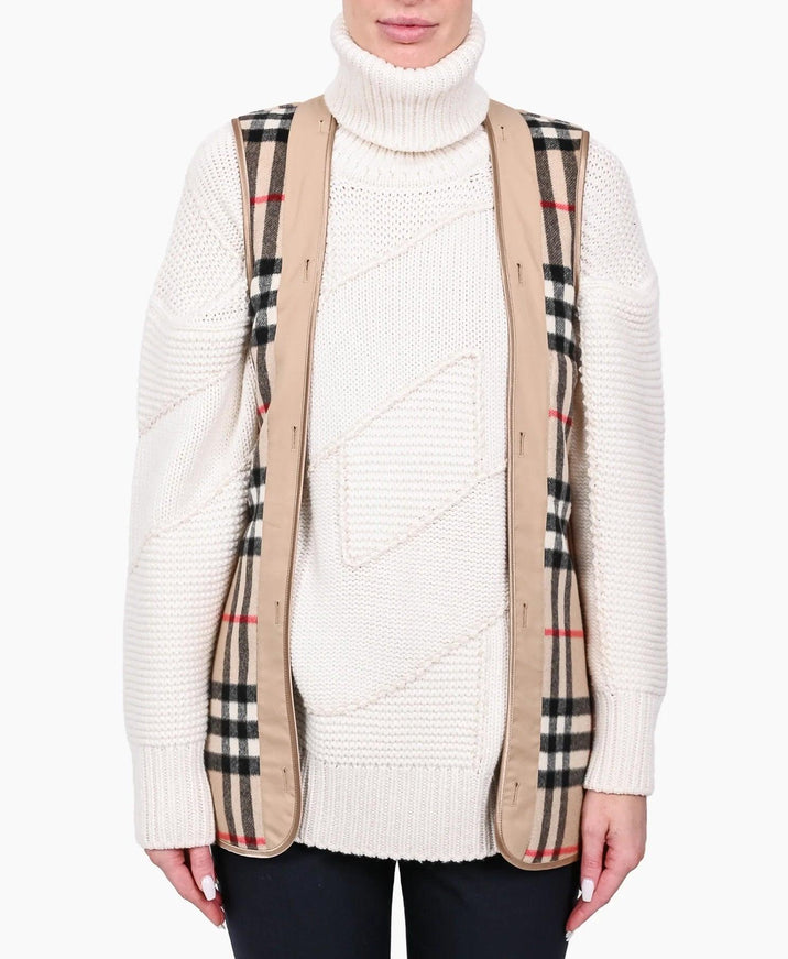 Burberry Camel Check Cashmere Wool 'Kensington Warmer' Vest Size 54 - Ellie Belle