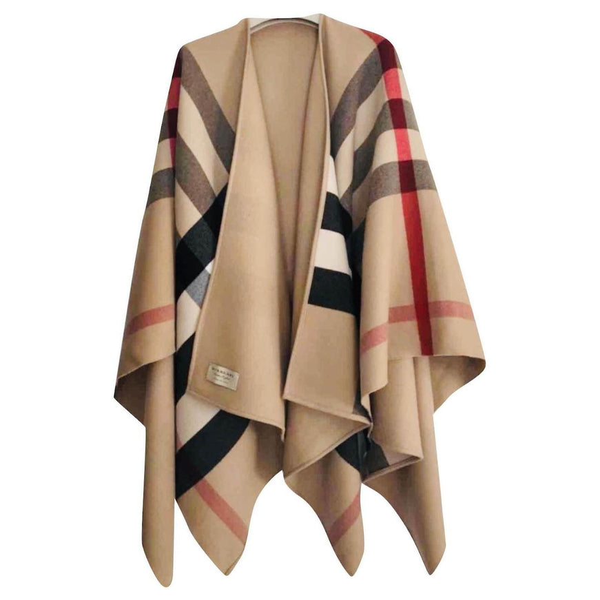 Burberry Charlotte Wool Reversible Poncho Cape - Ellie Belle