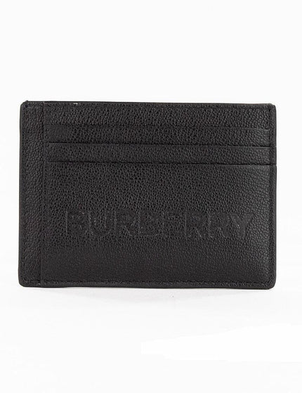 Burberry Chase Black Branded Embossed Logo Leather Money Clip Card Case Wallet - Ellie Belle