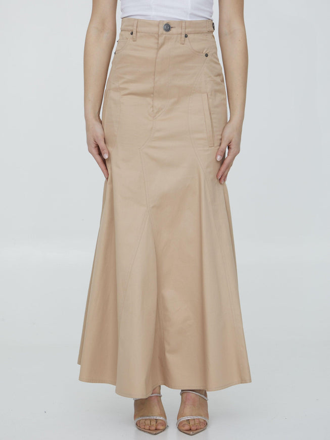 Burberry Cotton Gabardine Long Skirt - Ellie Belle