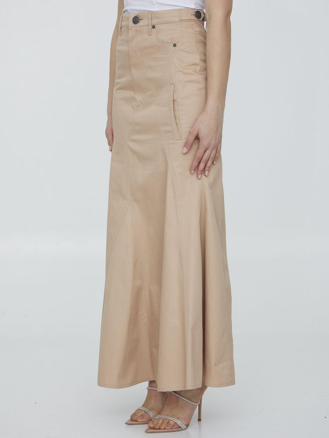 Burberry Cotton Gabardine Long Skirt - Ellie Belle