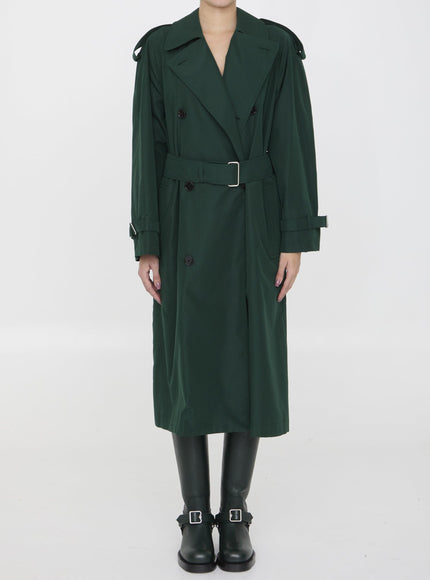 Burberry Long Trench Coat In Green - Ellie Belle