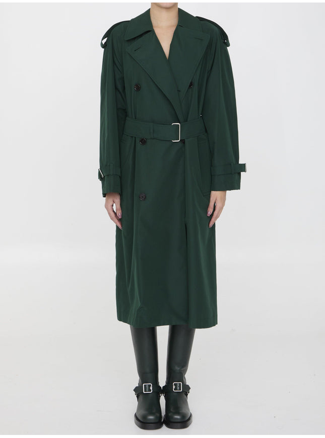 Burberry Long Trench Coat In Green - Ellie Belle