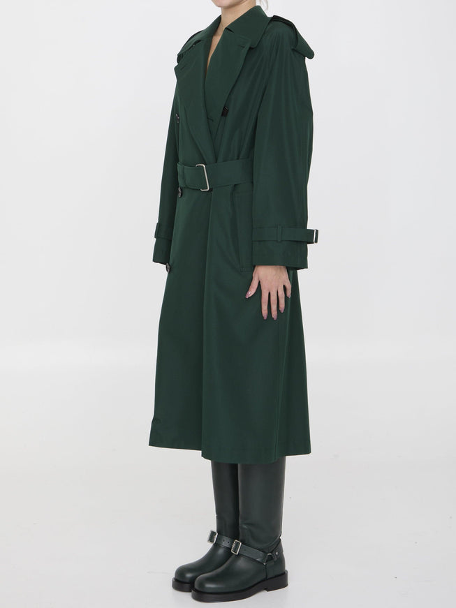 Burberry Long Trench Coat In Green - Ellie Belle