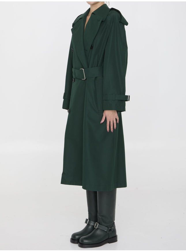 Burberry Long Trench Coat In Green - Ellie Belle