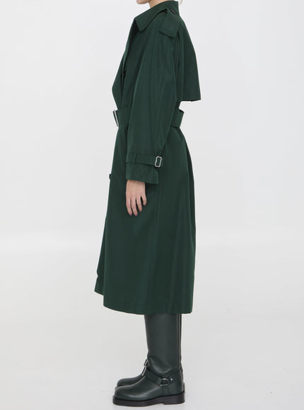 Burberry Long Trench Coat In Green - Ellie Belle