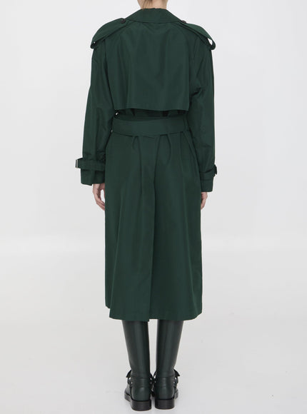 Burberry Long Trench Coat In Green - Ellie Belle