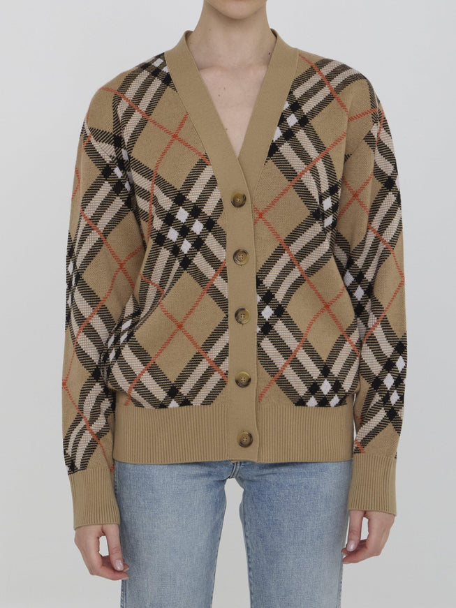 Burberry Women's Cardigan In Check Wool - Ellie Belle