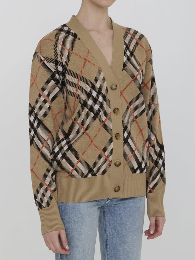 Burberry Women's Cardigan In Check Wool - Ellie Belle