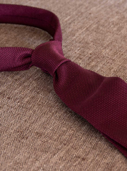 Elizabetta Foresta Silk Grenadine Tie - Burgundy