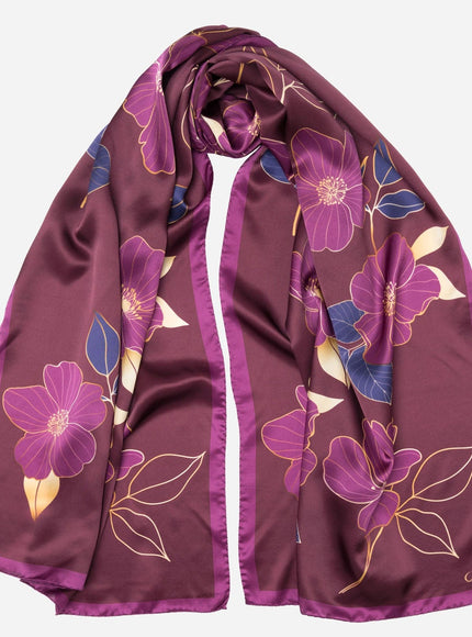 Elizabetta Laura Silk Scarf Shawl in Burgundy