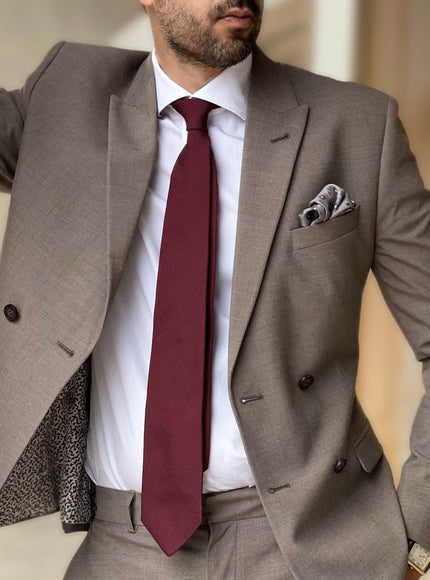 Elizabetta Foresta Silk Grenadine Tie - Burgundy