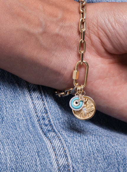 Zoe Lev 14K Gold Large Open Link Chain with Carabiner Bracelet