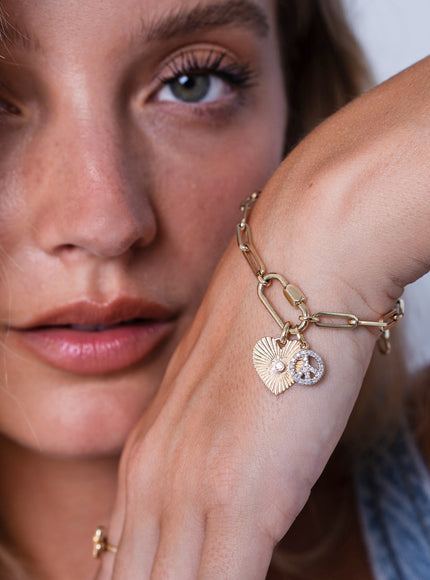 Zoe Lev 14K Gold Large Paper Clip Chain with Carabiner Bracelet