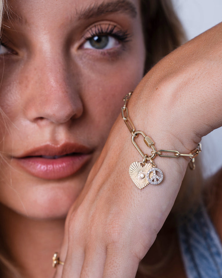 Zoe Lev 14K Gold Large Paper Clip Chain with Carabiner Bracelet