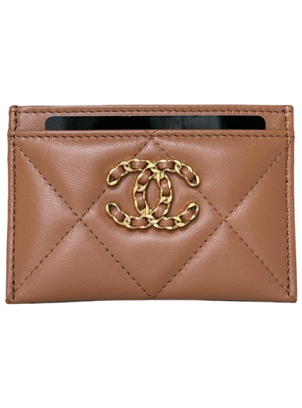 Chanel 19 Lambskin Quilted Card Holder Brown 22A - Ellie Belle