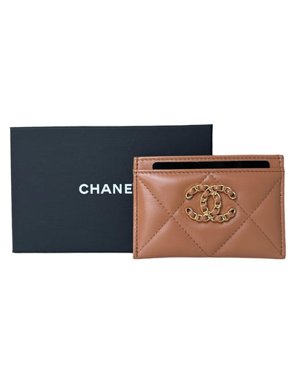 Chanel 19 Lambskin Quilted Card Holder Brown 22A - Ellie Belle