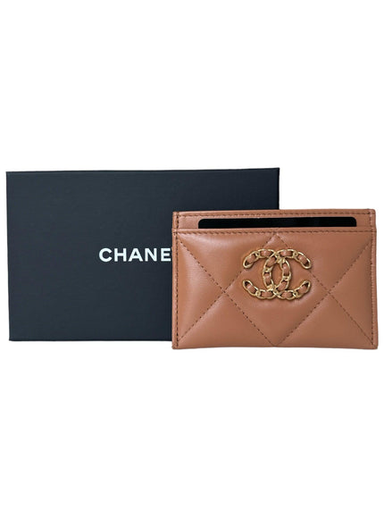 Chanel 19 Lambskin Quilted Card Holder Brown 22A - Ellie Belle