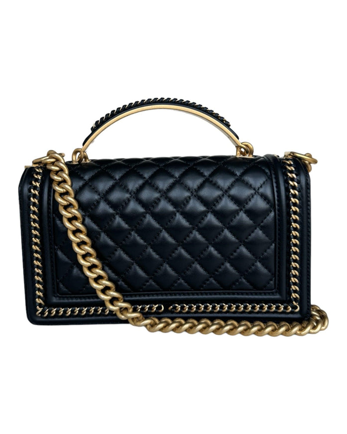 Chanel Calfskin Medium Boy Quilted Flap Bag With Top Handle - Ellie Belle