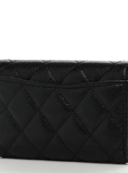 Chanel Caviar Quilted Classic 4 Key Holder Wallet Black - Ellie Belle