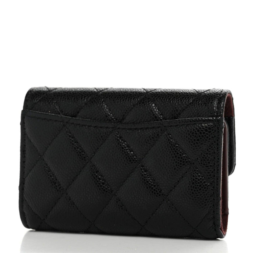 Chanel Caviar Quilted Classic 4 Key Holder Wallet Black - Ellie Belle