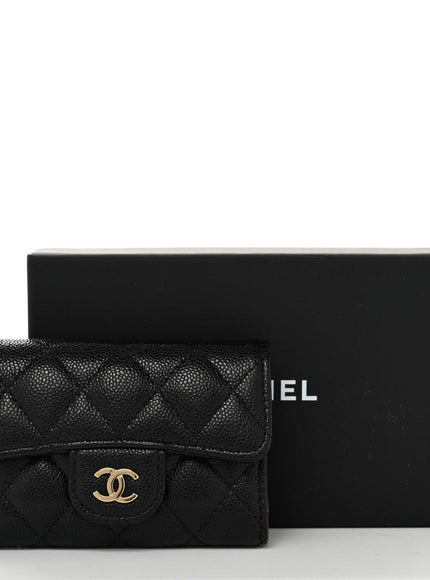 Chanel Caviar Quilted Classic 4 Key Holder Wallet Black