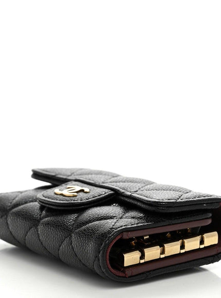 Chanel Caviar Quilted Classic 4 Key Holder Wallet Black