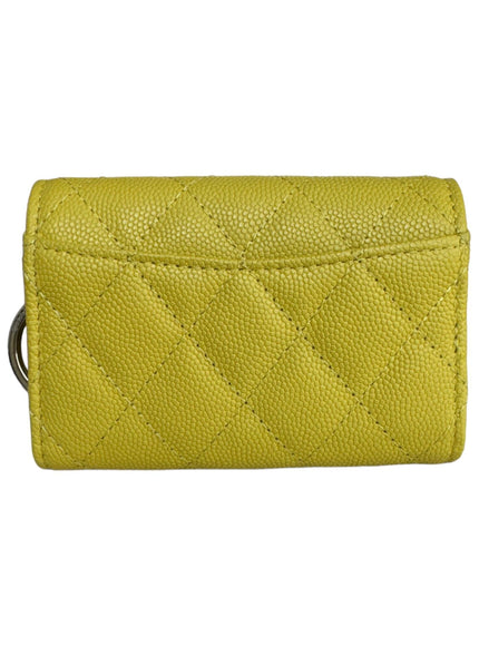 Chanel Caviar Quilted Classic 4 Key Holder Wallet Yellow - Ellie Belle