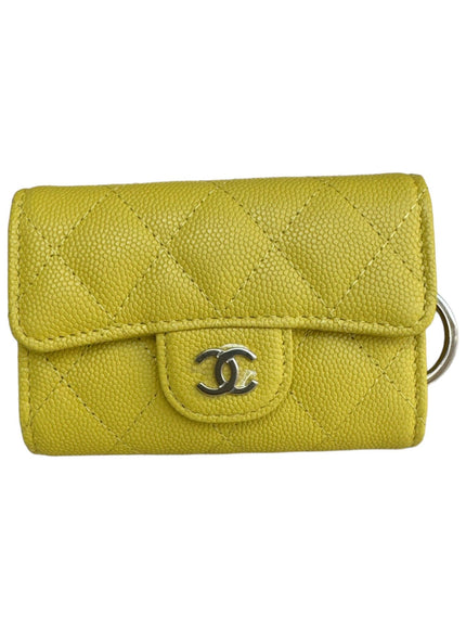 Chanel Caviar Quilted Classic 4 Key Holder Wallet Yellow - Ellie Belle