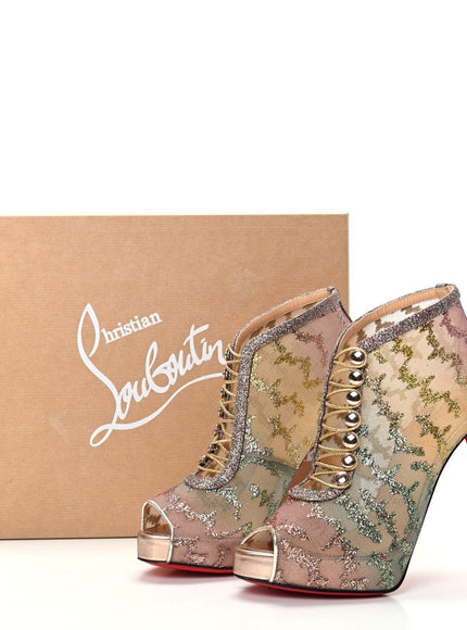 Christian Louboutin Rete Tulle Top Top 120 Ankle Boots - Ellie Belle
