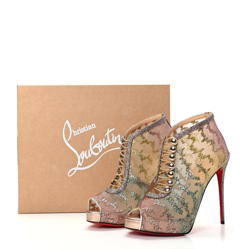 Christian Louboutin Rete Tulle Top Top 120 Ankle Boots - Ellie Belle