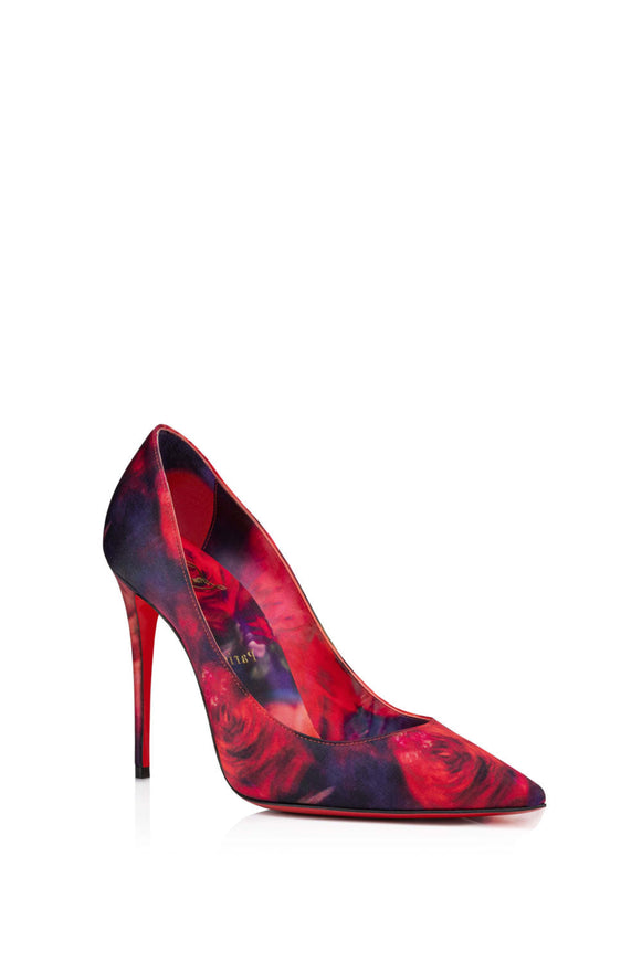 Christian Louboutin Kate 100 Multicolor Satin Rose Pump