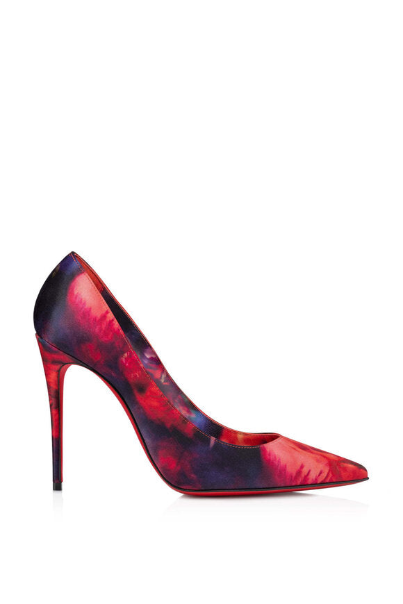 Christian Louboutin Kate 100 Multicolor Satin Rose Pump
