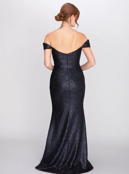 Anne Barge Cleo Draped Off the Shoulder Gown