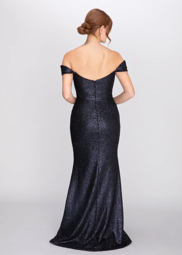 Anne Barge Cleo Draped Off the Shoulder Gown