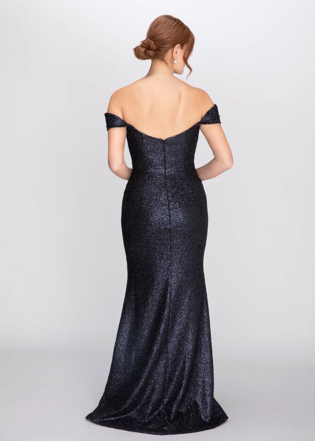 Anne Barge Cleo Draped Off the Shoulder Gown