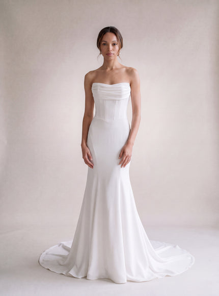 Ellie Belle Colette Off-Shoulder Crepe Wedding Gown